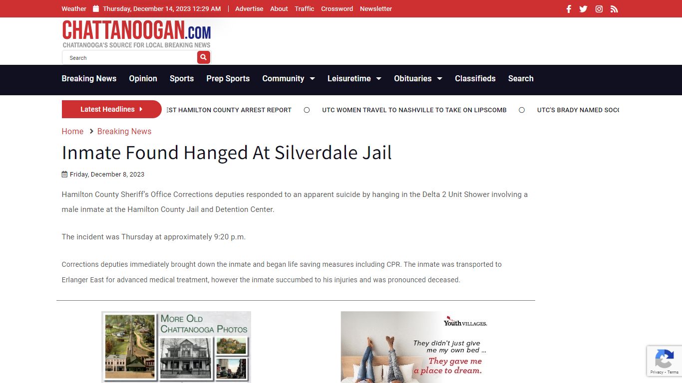 Inmate Found Hanged At Silverdale Jail - Chattanoogan.com